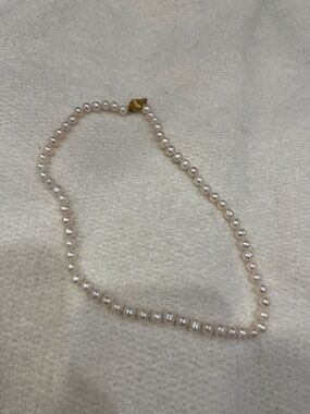 Classic White Pearl Necklace with Gold Clasp